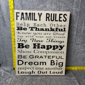 Family Rules Wall Decoration Simon Sez Auctions Tyler, TX