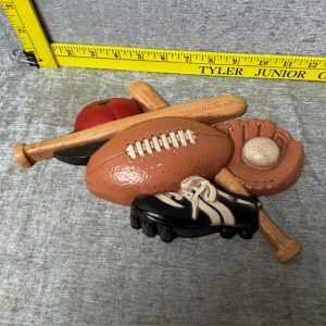 Vintage Home Interiors Sports Football & Baseball Plastic 3D Wall Plaque Simon Sez Auctions Tyler TX