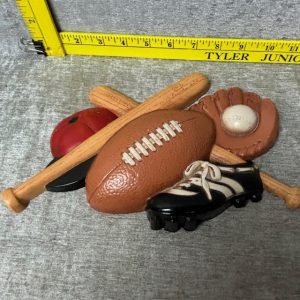 Vintage Home Interiors Sports Football & Baseball Plastic 3D Wall Plaque Simon Sez Auctions Tyler TX