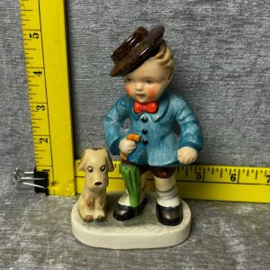Vintage Ceramic Boy with Umbrella and Puppy Japan Simon Sez Auctions Tyler TX