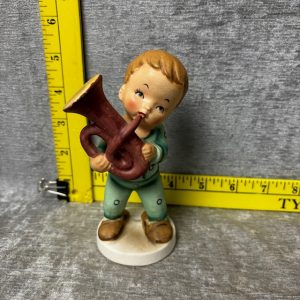 Vintage 1950s Ucagco, Japan Boy Tuba Ceramic Figurine Simon Sez Auctions Tyler TX